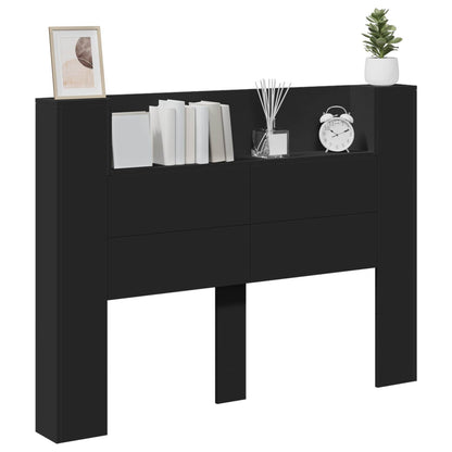 vidaXL Kopfteil mit Regal Schwarz 140 x 16,5 x 103,5 cm Holzwerkstoff