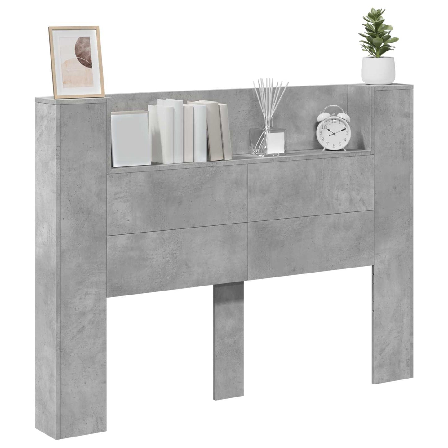 vidaXL Kopfteil Beton Grau 140 x 16,5 x 103,5 cm Holzwerkstoff
