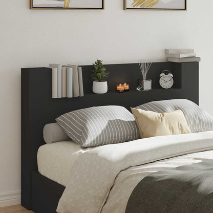 vidaXL Kopfteil mit Regal Schwarz 160 x 16,5 x 103,5 cm Holzwerkstoff