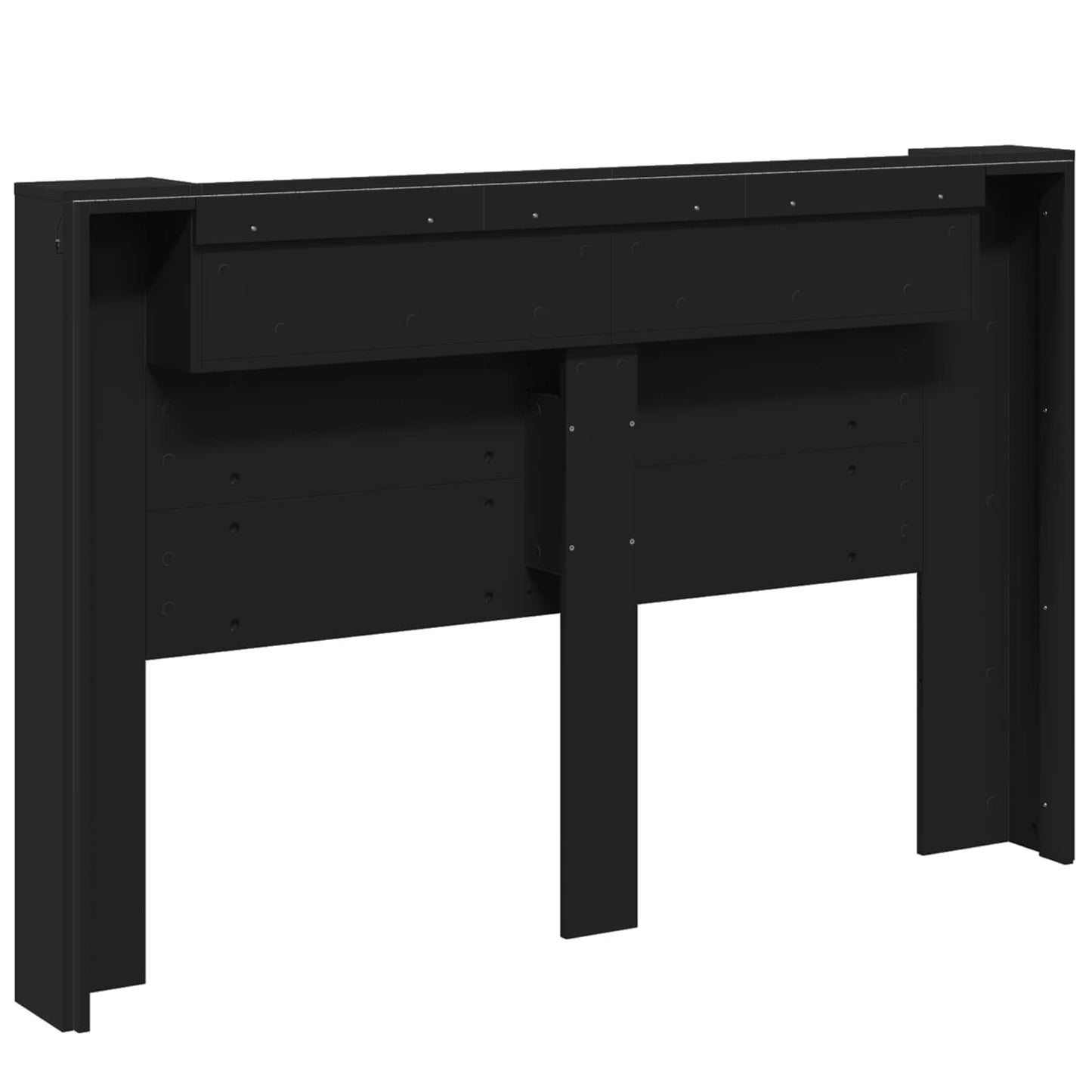 vidaXL Kopfteil mit Regal Schwarz 160 x 16,5 x 103,5 cm Holzwerkstoff