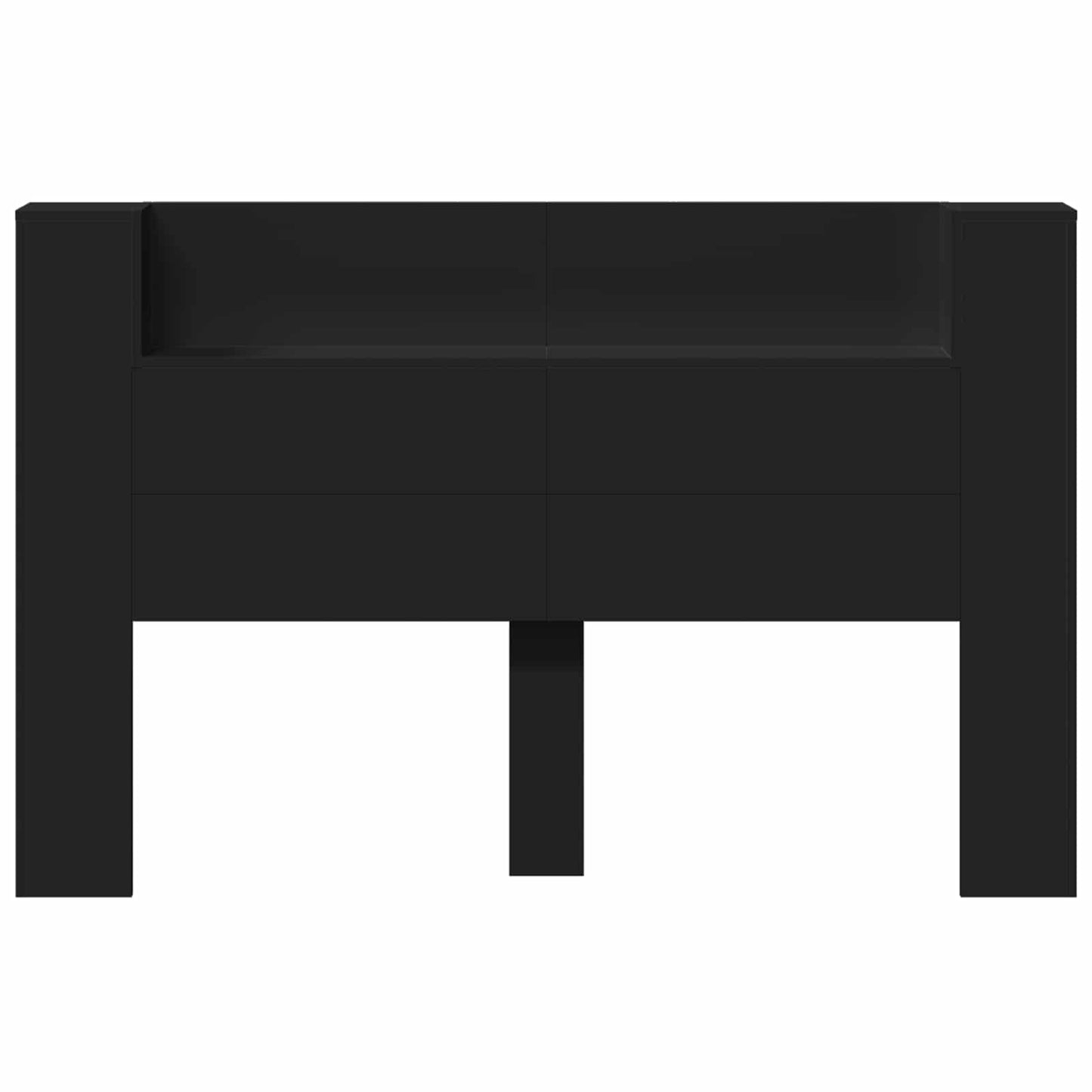 vidaXL Kopfteil mit Regal Schwarz 160 x 16,5 x 103,5 cm Holzwerkstoff