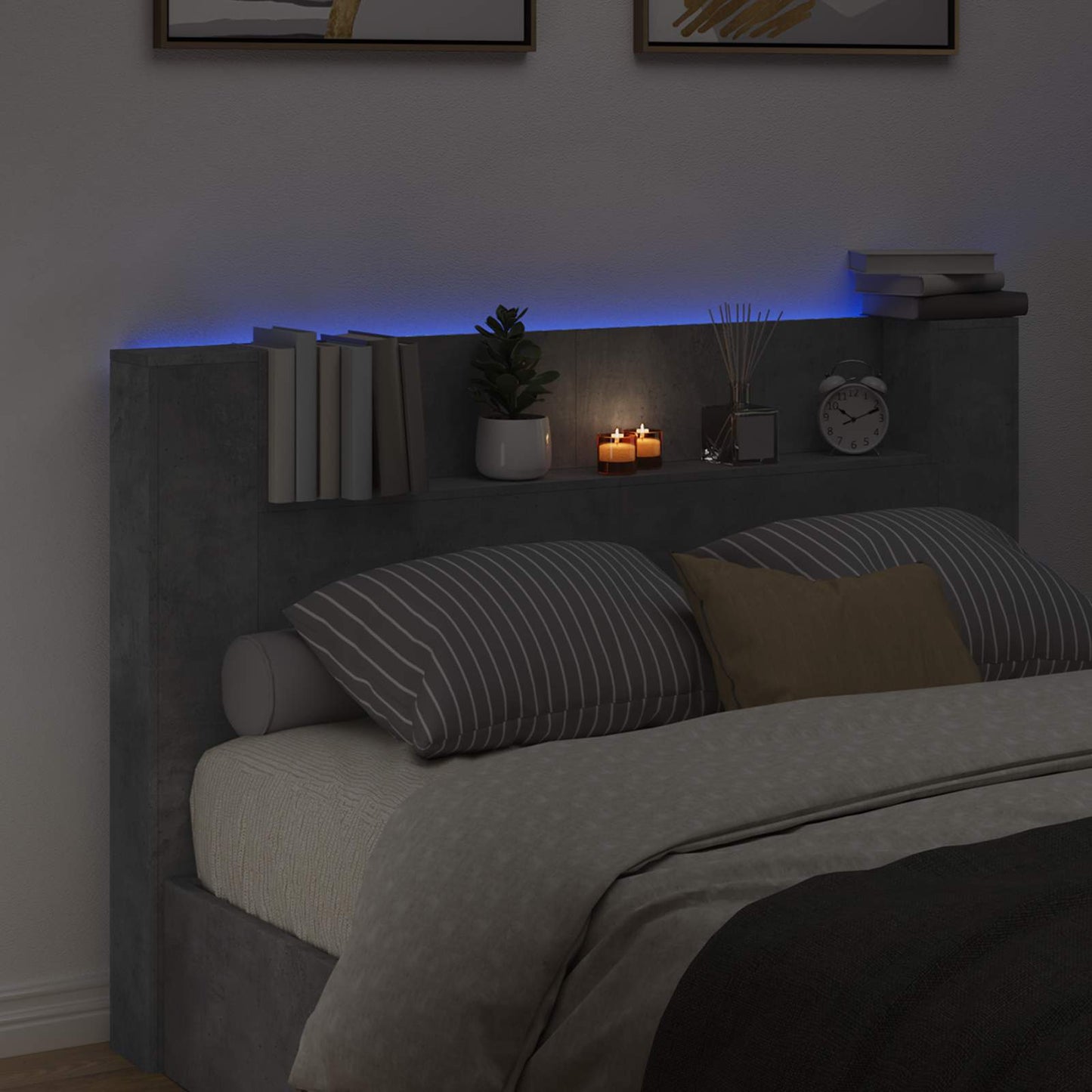 Kopfteil Beton Grau 160 x 16,5 x 103,5 cm Holzwerkstoff