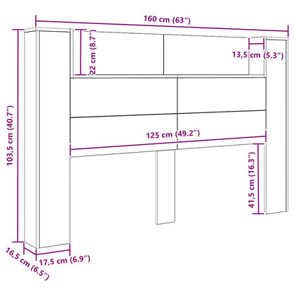 vidaXL Kopfteil Schwarz Eichen-Optik 160 x 17 x 104,5 cm Holzwerkstoff