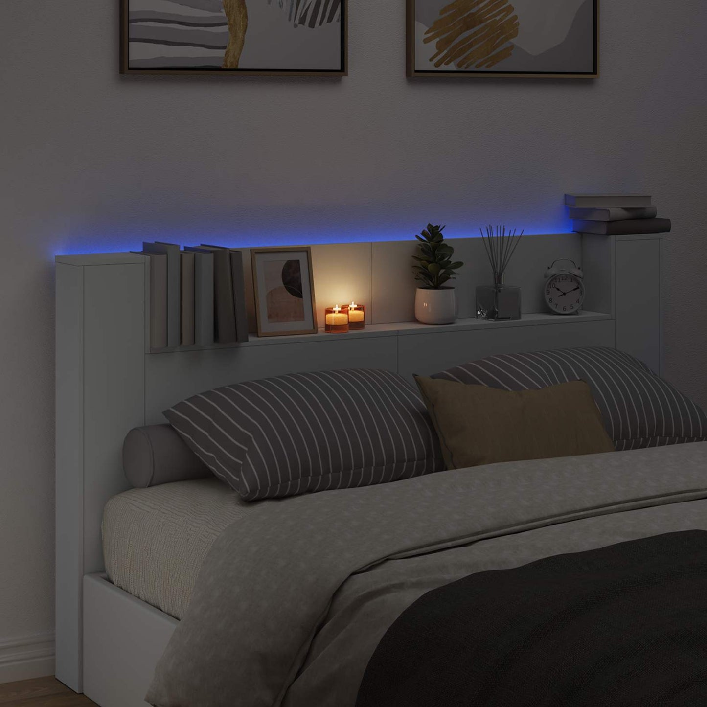 vidaXL Kopfteil mit Regal Weiß 180 x 16,5 x 103,5 cm Holzwerkstoff