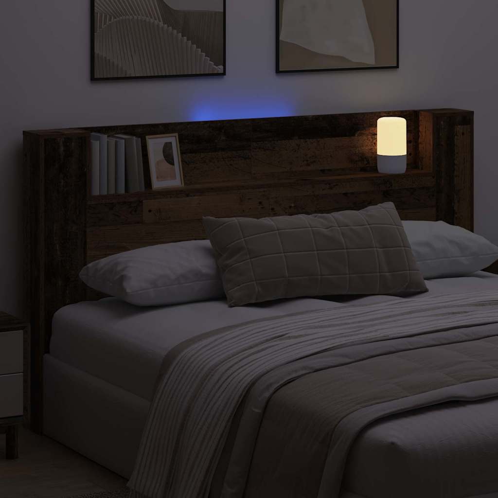vidaXL Kopfteil mit Regal Altholz 180 x 17 x 104,5 cm Holzwerkstoff