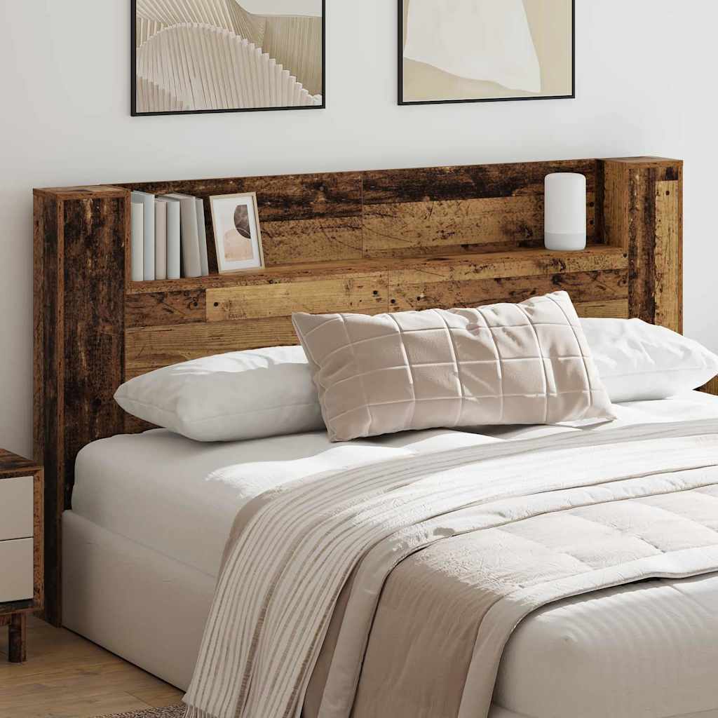 vidaXL Kopfteil mit Regal Altholz 180 x 17 x 104,5 cm Holzwerkstoff