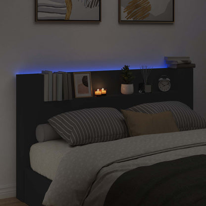 vidaXL Kopfteil mit Regal Schwarz 180 x 16,5 x 103,5 cm Holzwerkstoff