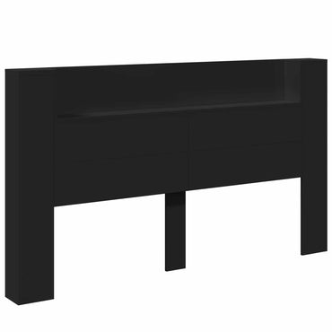 vidaXL Kopfteil mit Regal Schwarz 180 x 16,5 x 103,5 cm Holzwerkstoff