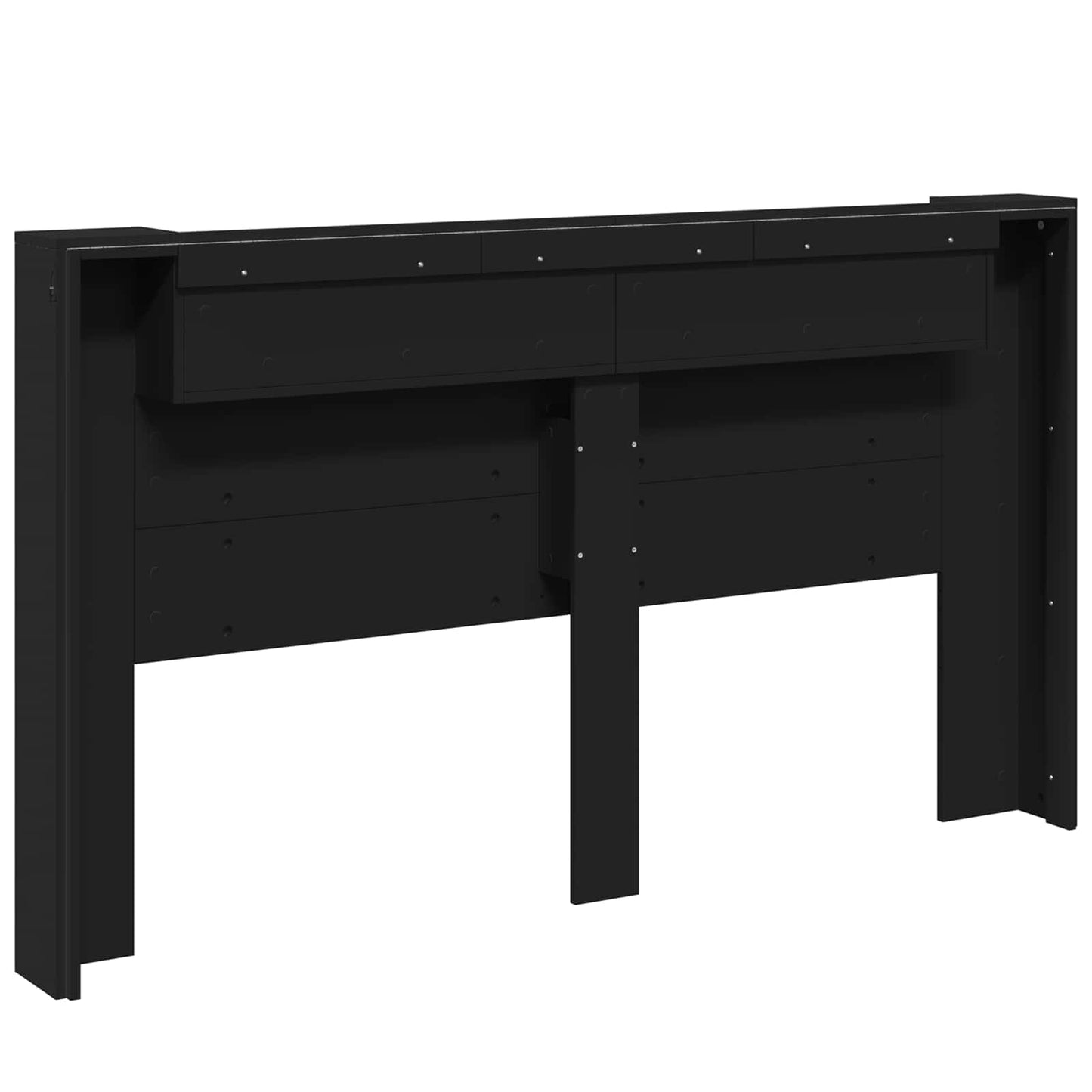 vidaXL Kopfteil mit Regal Schwarz 180 x 16,5 x 103,5 cm Holzwerkstoff
