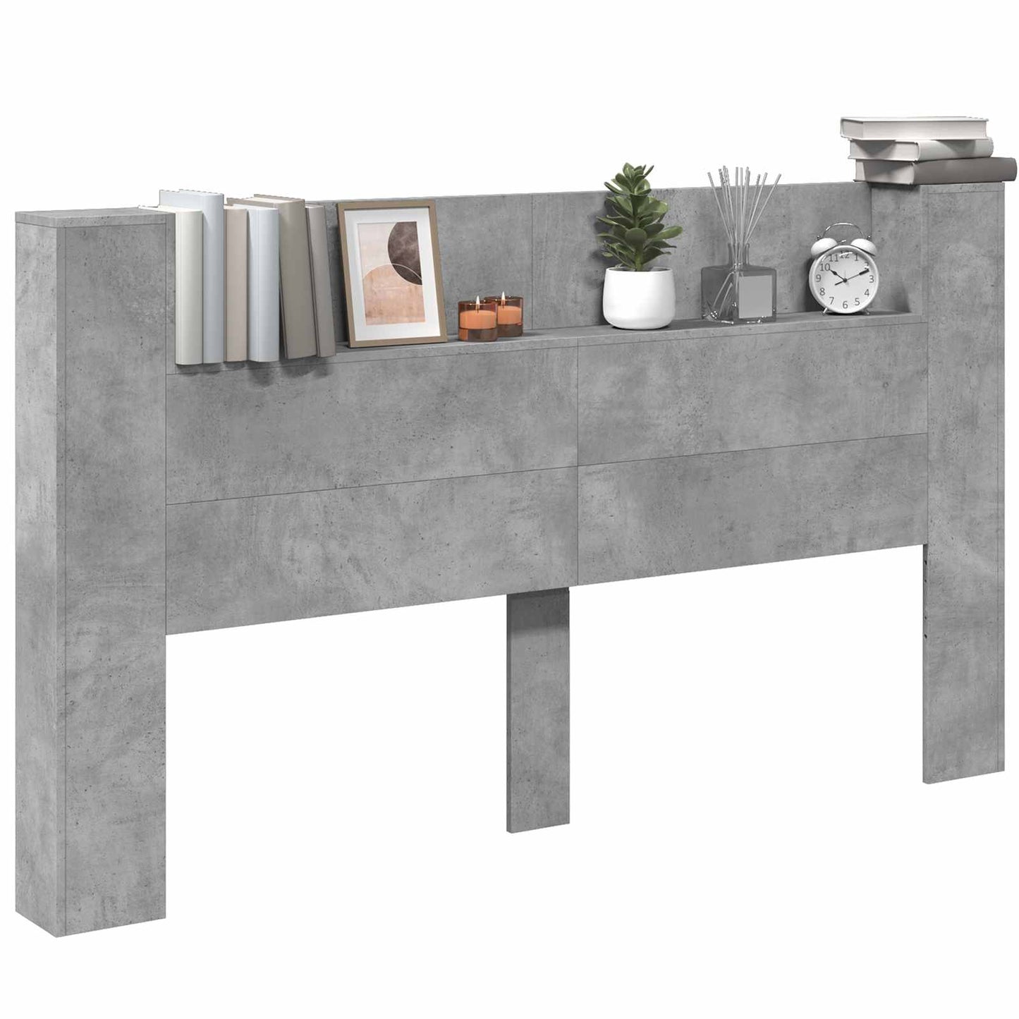 vidaXL Kopfteil Beton Grau 180 x 16,5 x 103,5 cm Holzwerkstoff