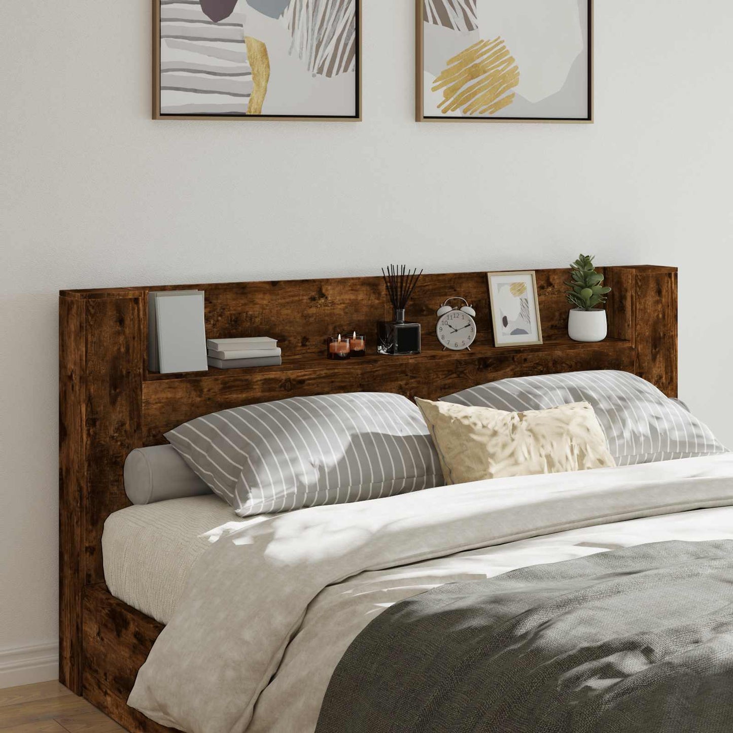 vidaXL Kopfteil Geräucherte Eiche 200 x 16,5 x 103,5 cm Holzwerkstoff