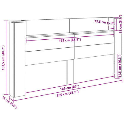 vidaXL Kopfteil Schwarz Eichen-Optik 200 x 15 x 103,5 cm Holzwerkstoff