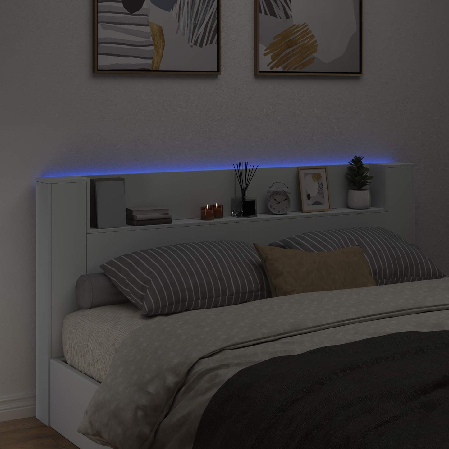 vidaXL Kopfteil mit Regal Weiß 200 x 16,5 x 103,5 cm Holzwerkstoff