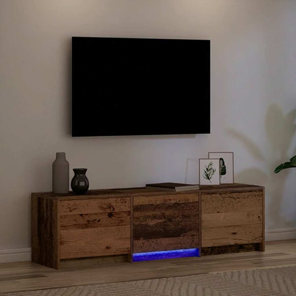 vidaXL TV Schrank mit LEDs Altholz 140 x 34 x 40 cm Holzwerkstoff