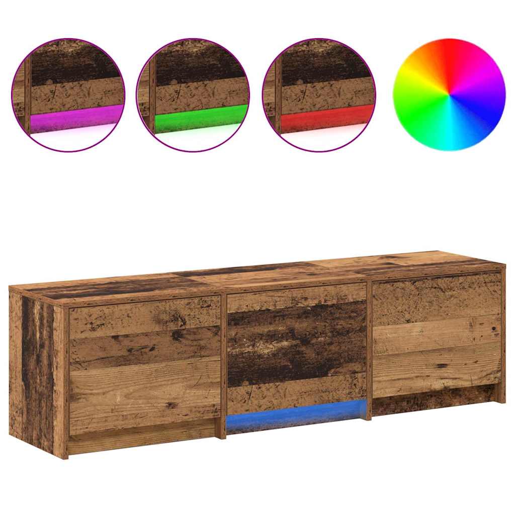 vidaXL TV Schrank mit LEDs Altholz 140 x 34 x 40 cm Holzwerkstoff