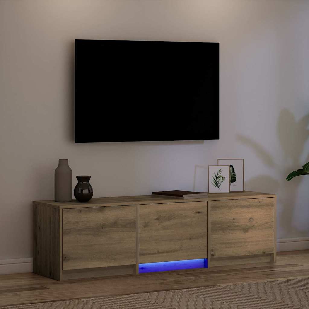vidaXL TV Schrank mit LEDs Kunsthandwerk Eiche 140 x 34 x 40 cm