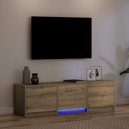 vidaXL TV Schrank mit LEDs Kunsthandwerk Eiche 140 x 34 x 40 cm