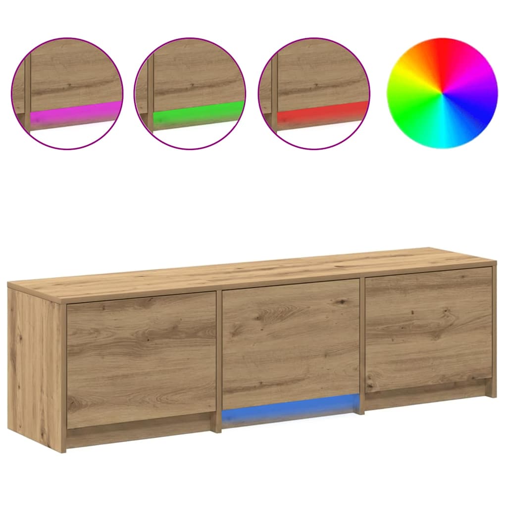 vidaXL TV Schrank mit LEDs Kunsthandwerk Eiche 140 x 34 x 40 cm