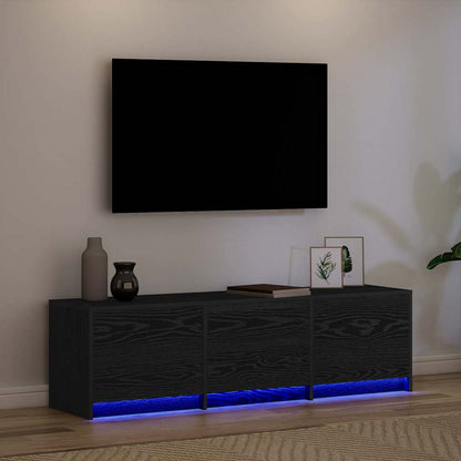 Fernsehschrank mit LED Schwarze Eiche 140 x 34 x 40 cm