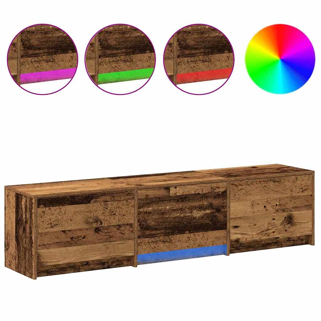 vidaXL TV Schrank mit LEDs Altholz 162 x 34 x 40 cm Holzwerkstoff