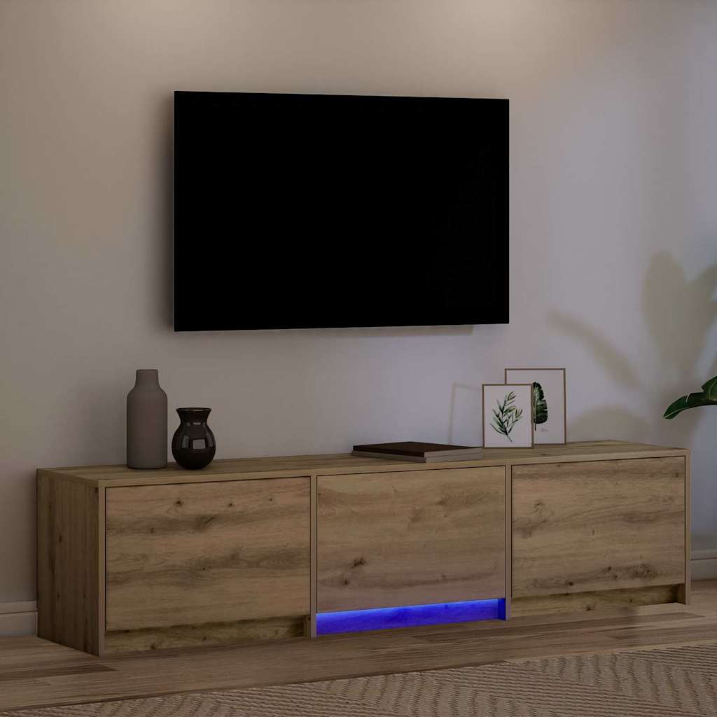 vidaXL TV Schrank mit LEDs Kunsthandwerk Eiche 162 x 34 x 40 cm