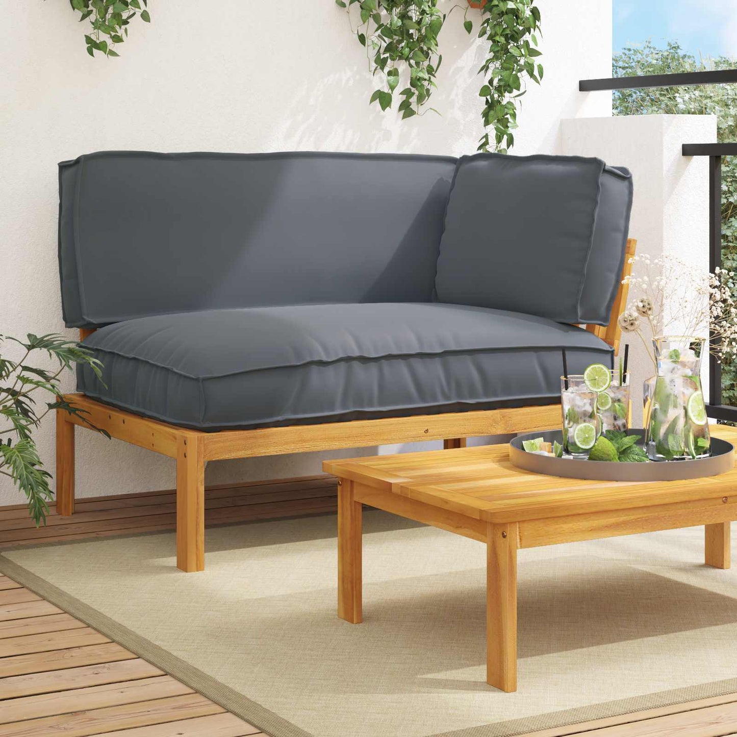 vidaXL Sofa Set Uni Anthrazit 132 x 92 x 69 cm Massivholz Akazie
