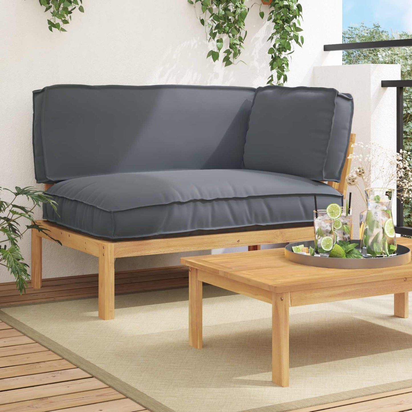 vidaXL Sofa Set Uni Anthrazit 132 x 92 x 69 cm Massivholz Akazie