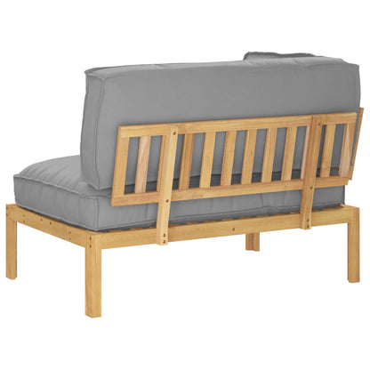 vidaXL Sofa Set mit Kissen Uni Grau 132 x 92 x 69 cm Massivholz Akazie