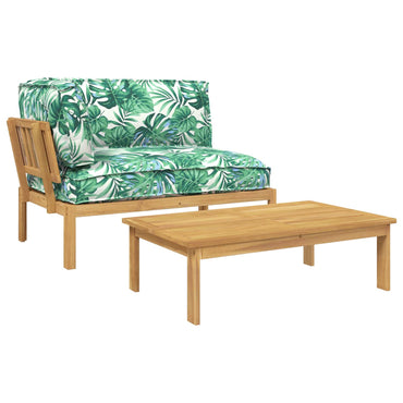 vidaXL Ensemble de canapés avec coussins en motif de feuilles 2 pcs Motif de feuilles Bois d'acacia massif