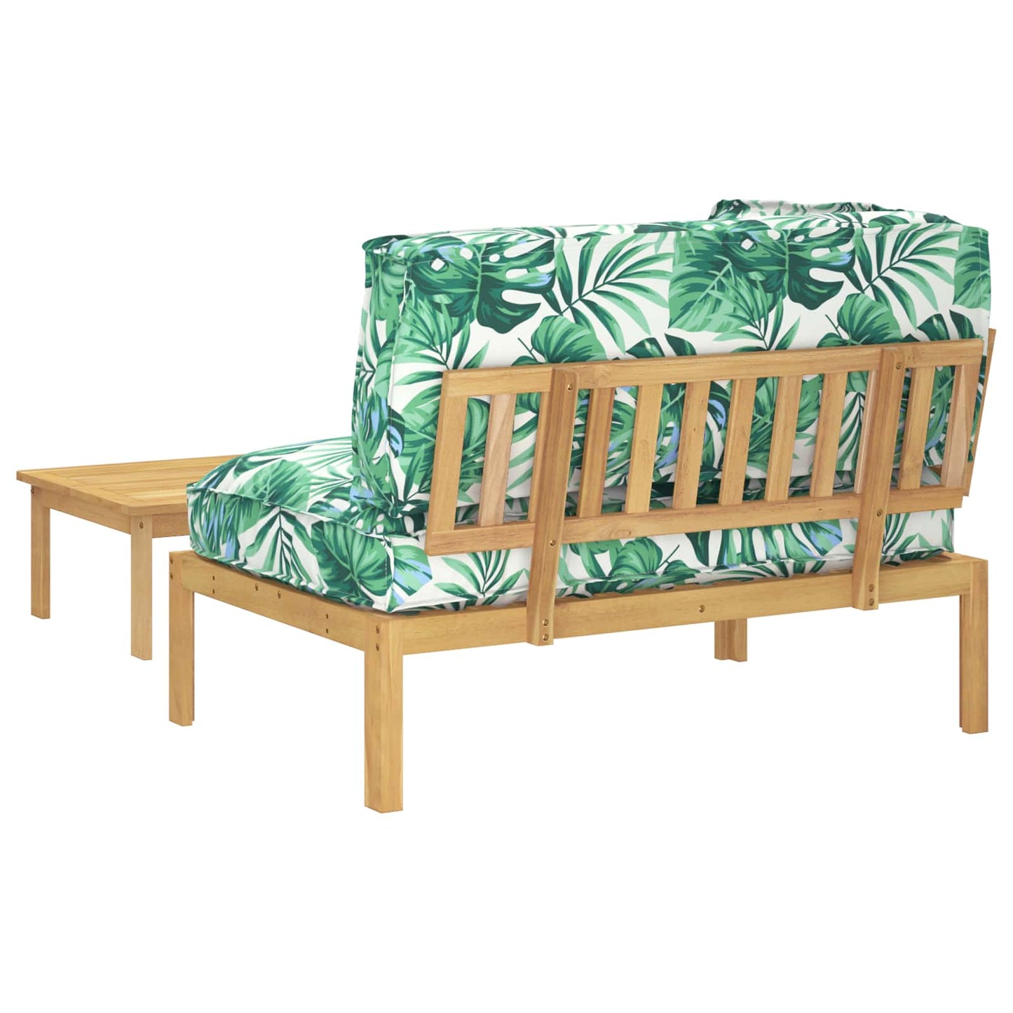 vidaXL Ensemble de canapés avec coussins en motif de feuilles 2 pcs Motif de feuilles Bois d'acacia massif