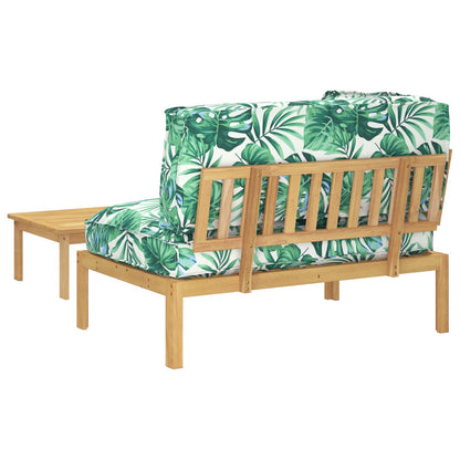 vidaXL Ensemble de canapés avec coussins en motif de feuilles 2 pcs Motif de feuilles Bois d'acacia massif