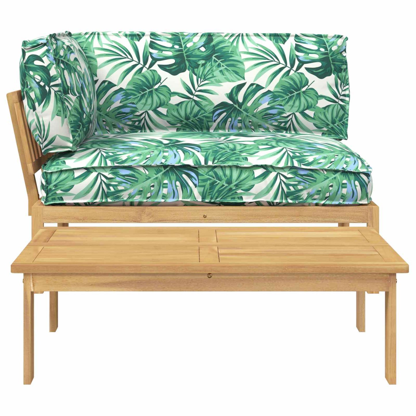 vidaXL Ensemble de canapés avec coussins en motif de feuilles 2 pcs Motif de feuilles Bois d'acacia massif