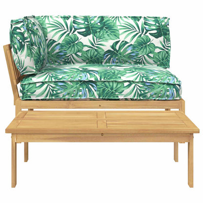 vidaXL Ensemble de canapés avec coussins en motif de feuilles 2 pcs Motif de feuilles Bois d'acacia massif