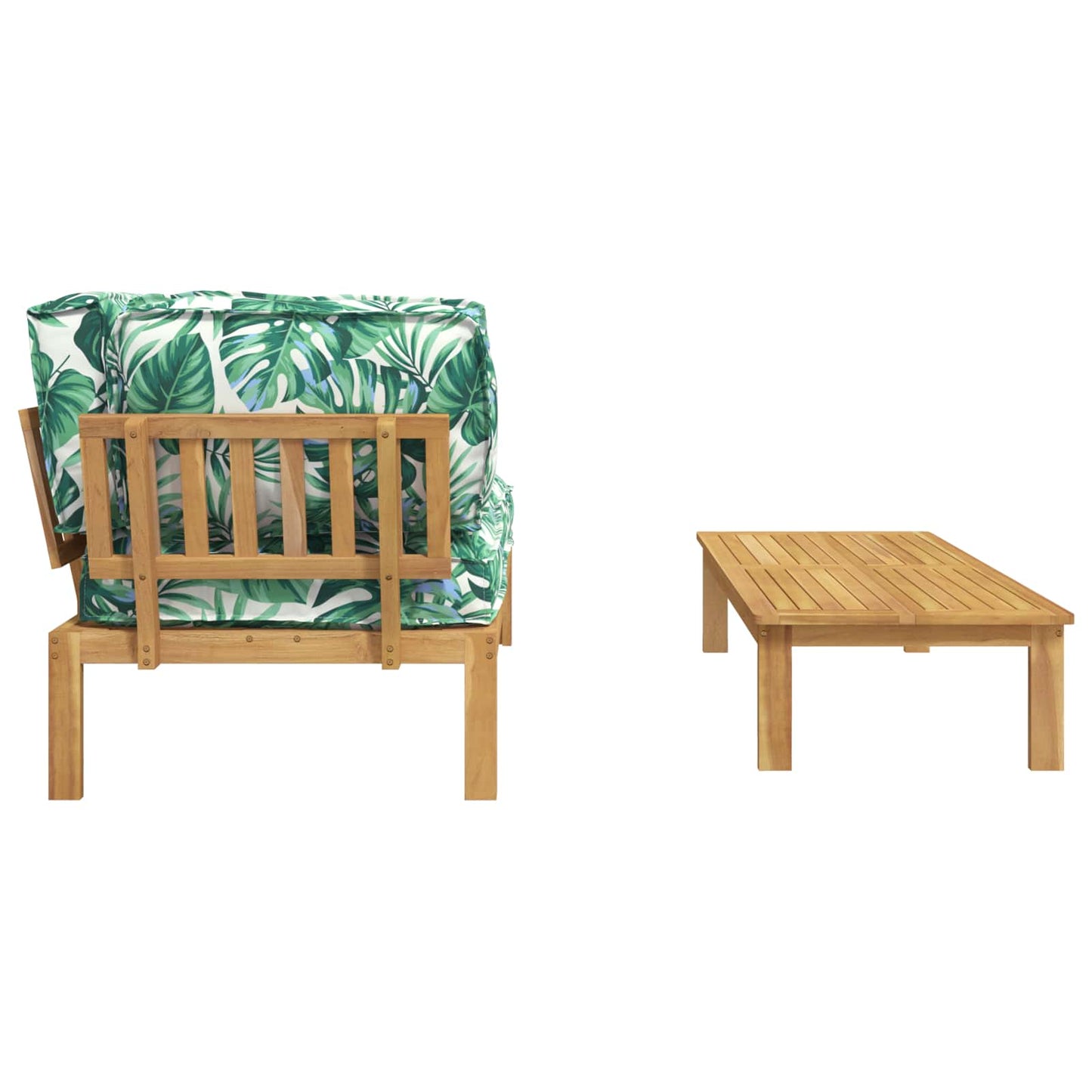 vidaXL Ensemble de canapés avec coussins en motif de feuilles 2 pcs Motif de feuilles Bois d'acacia massif