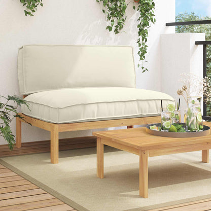 vidaXL Salon de jardin avec coussins crème 120 x 92 x 69 cm Bois d'acacia massif