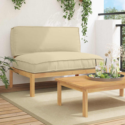 vidaXL Ensemble de canapés avec coussins beige 120 x 92 x 69 cm en bois d'acacia massif