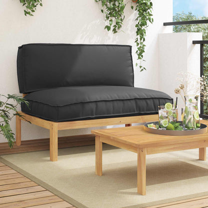 vidaXL Ensemble de canapés avec coussins Noir 120 x 92 x 69 cm Bois d'acacia massif