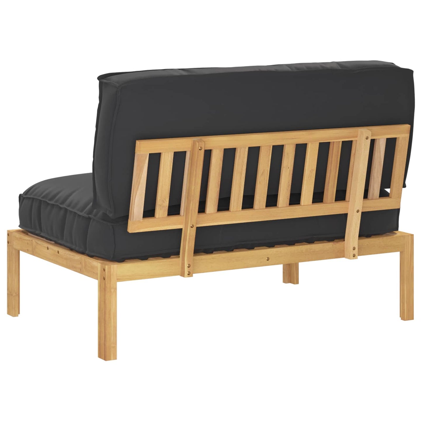 vidaXL Ensemble de canapés avec coussins Noir 120 x 92 x 69 cm Bois d'acacia massif