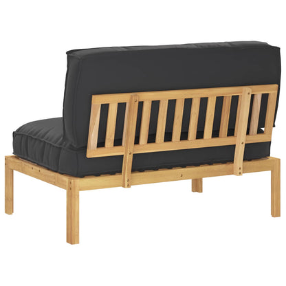 vidaXL Ensemble de canapés avec coussins Noir 120 x 92 x 69 cm Bois d'acacia massif