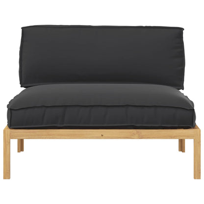 vidaXL Ensemble de canapés avec coussins Noir 120 x 92 x 69 cm Bois d'acacia massif