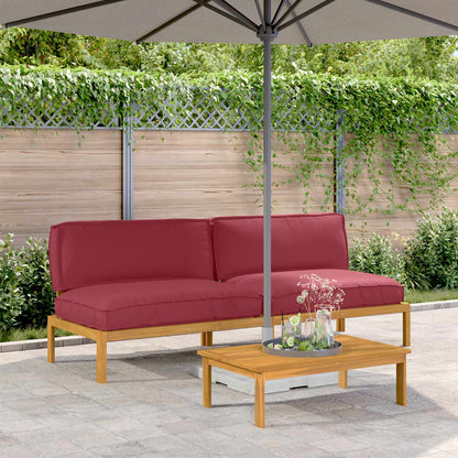 vidaXL Sofa Set mit Kissen Weinrot 240 x 92 x 69 cm Massivholz Akazie