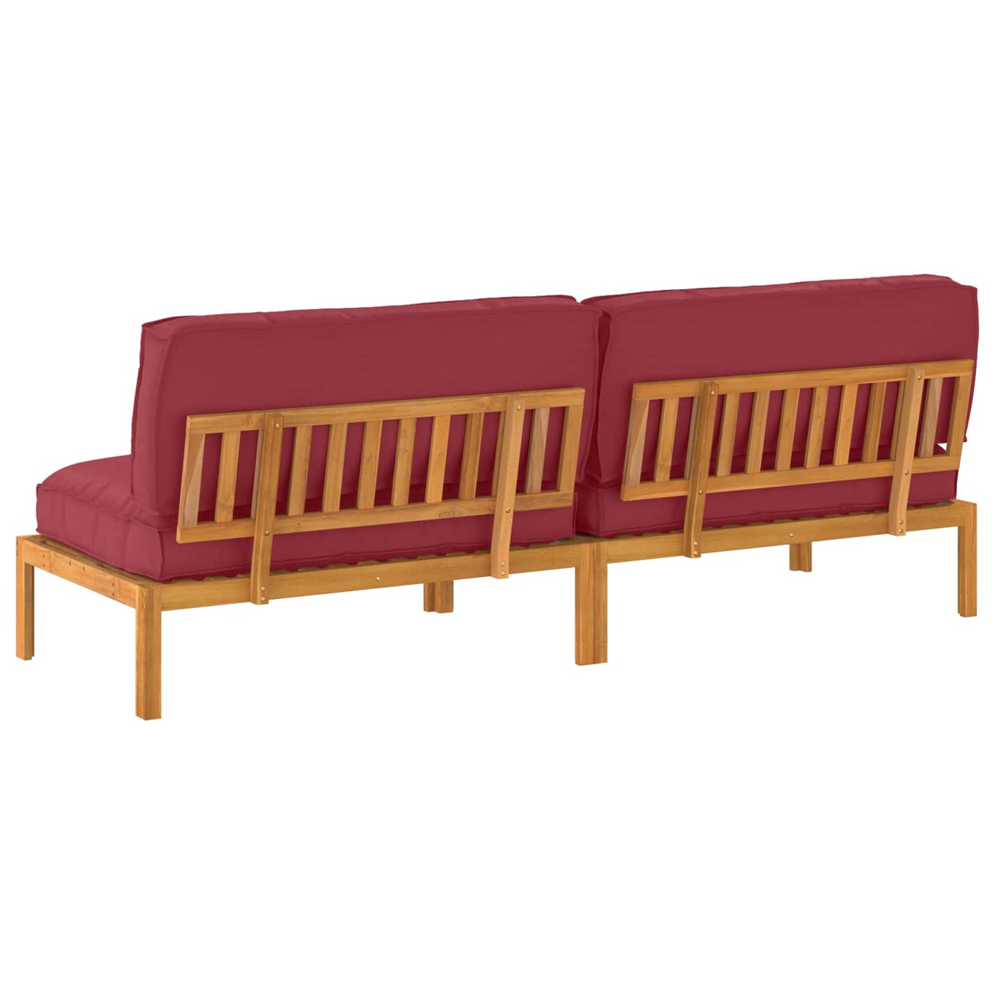 vidaXL Sofa Set mit Kissen Weinrot 240 x 92 x 69 cm Massivholz Akazie