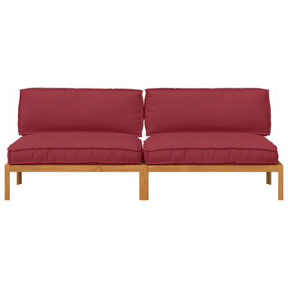 vidaXL Sofa Set mit Kissen Weinrot 240 x 92 x 69 cm Massivholz Akazie