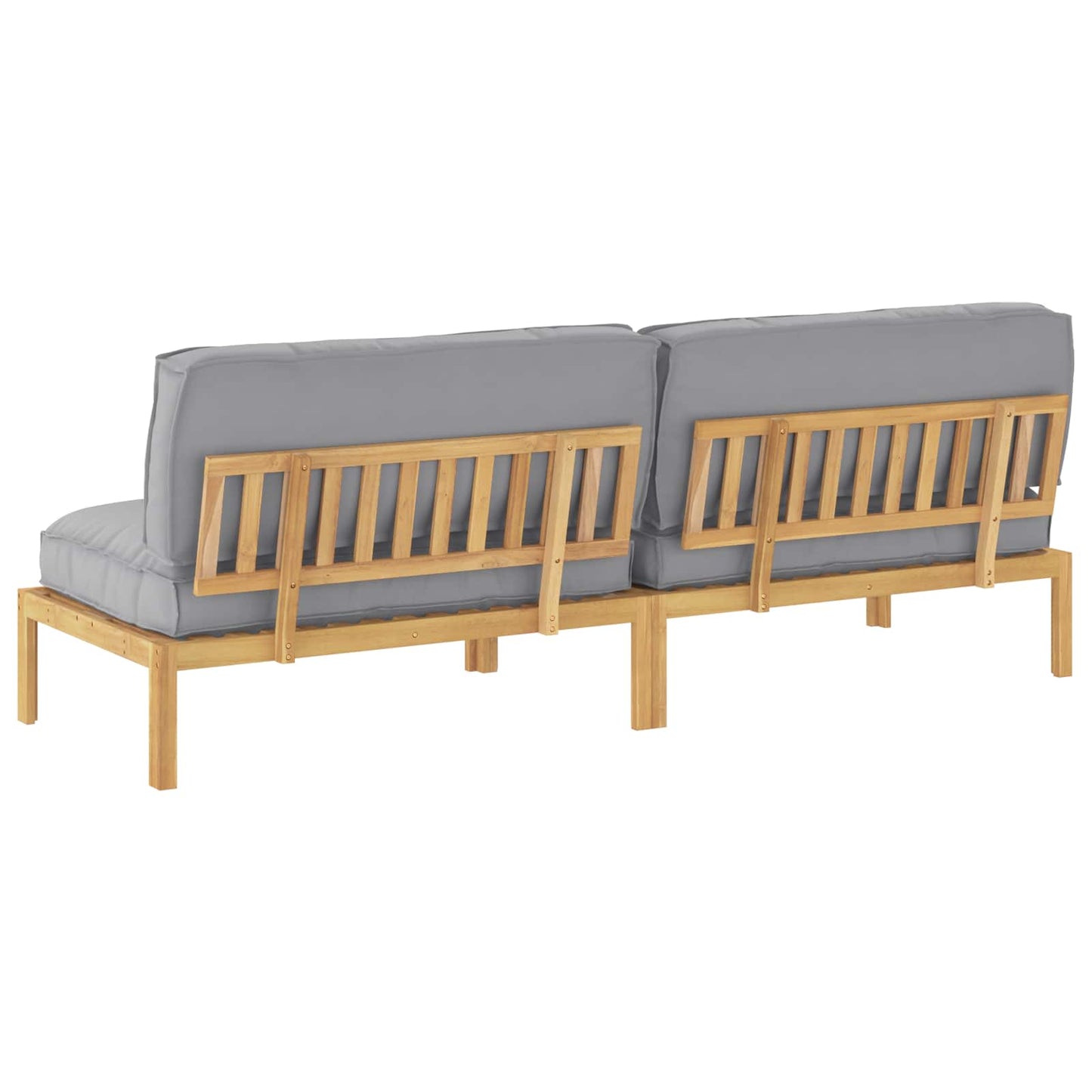vidaXL Sofa Set mit Kissen Uni Grau 240 x 92 x 69 cm Massivholz Akazie