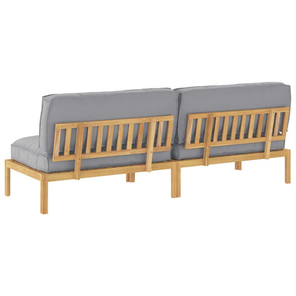 vidaXL Sofa Set mit Kissen Uni Grau 240 x 92 x 69 cm Massivholz Akazie