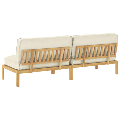 vidaXL Sofa Set mit Kissen Creme 240 x 92 x 69 cm Massivholz Akazie