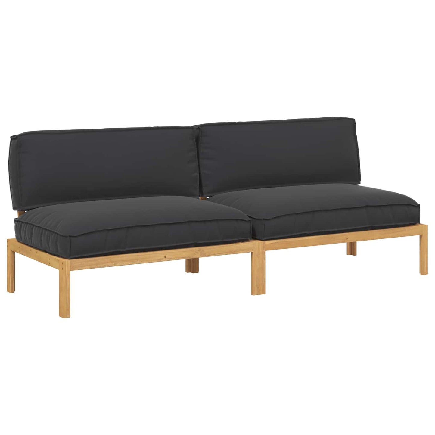 vidaXL Sofa Set mit Kissen Schwarz 240 x 92 x 69 cm Massivholz Akazie