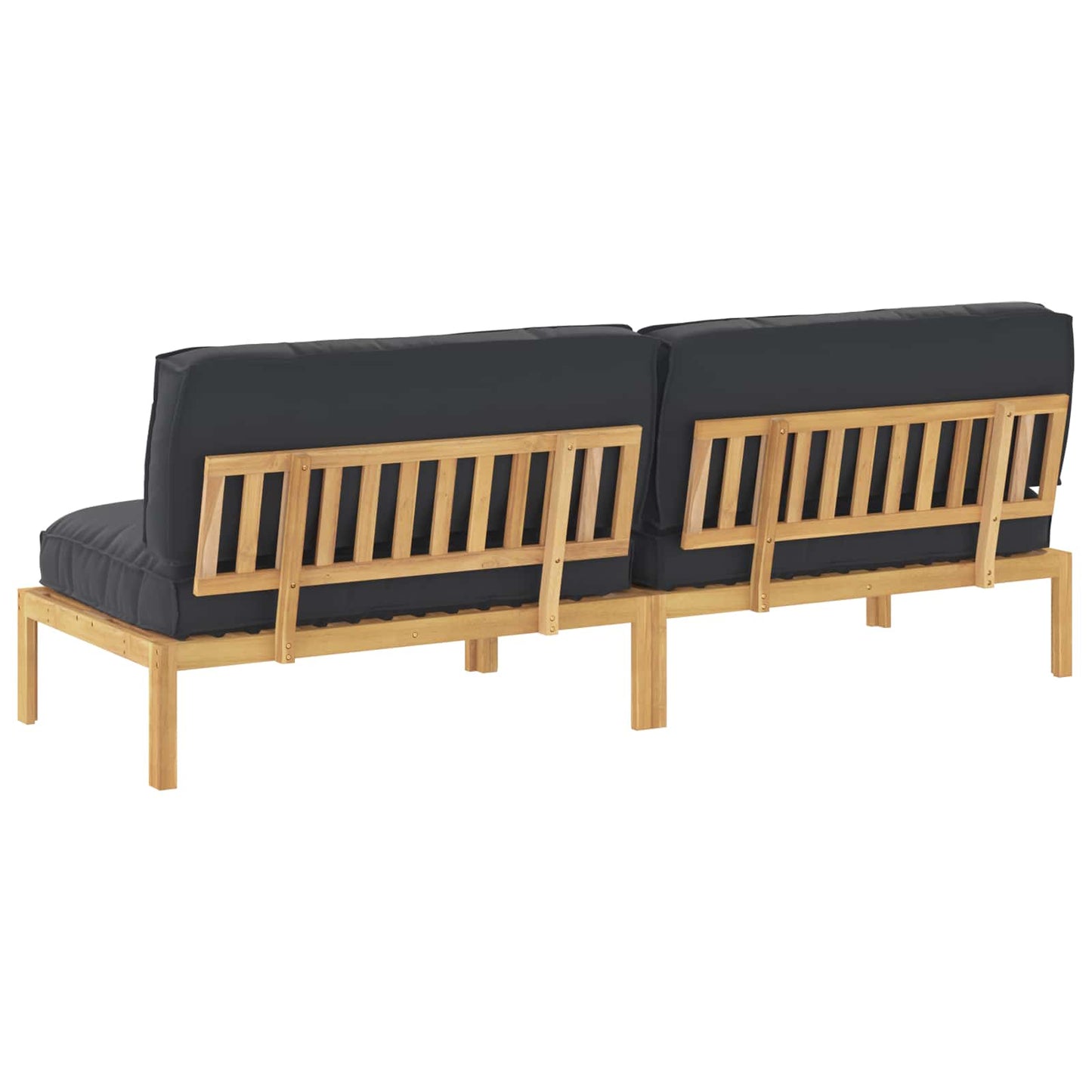 vidaXL Sofa Set mit Kissen Schwarz 240 x 92 x 69 cm Massivholz Akazie