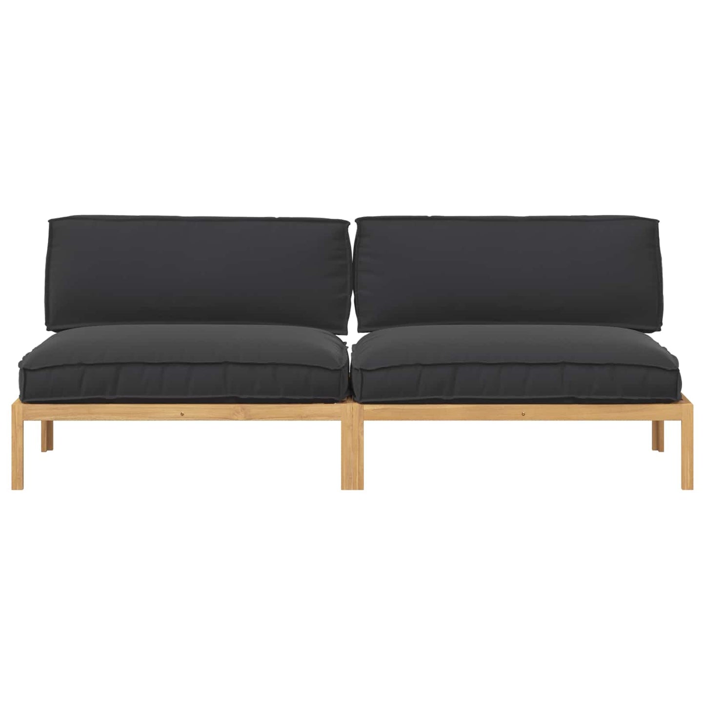 vidaXL Sofa Set mit Kissen Schwarz 240 x 92 x 69 cm Massivholz Akazie