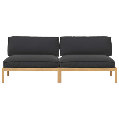 vidaXL Sofa Set mit Kissen Schwarz 240 x 92 x 69 cm Massivholz Akazie